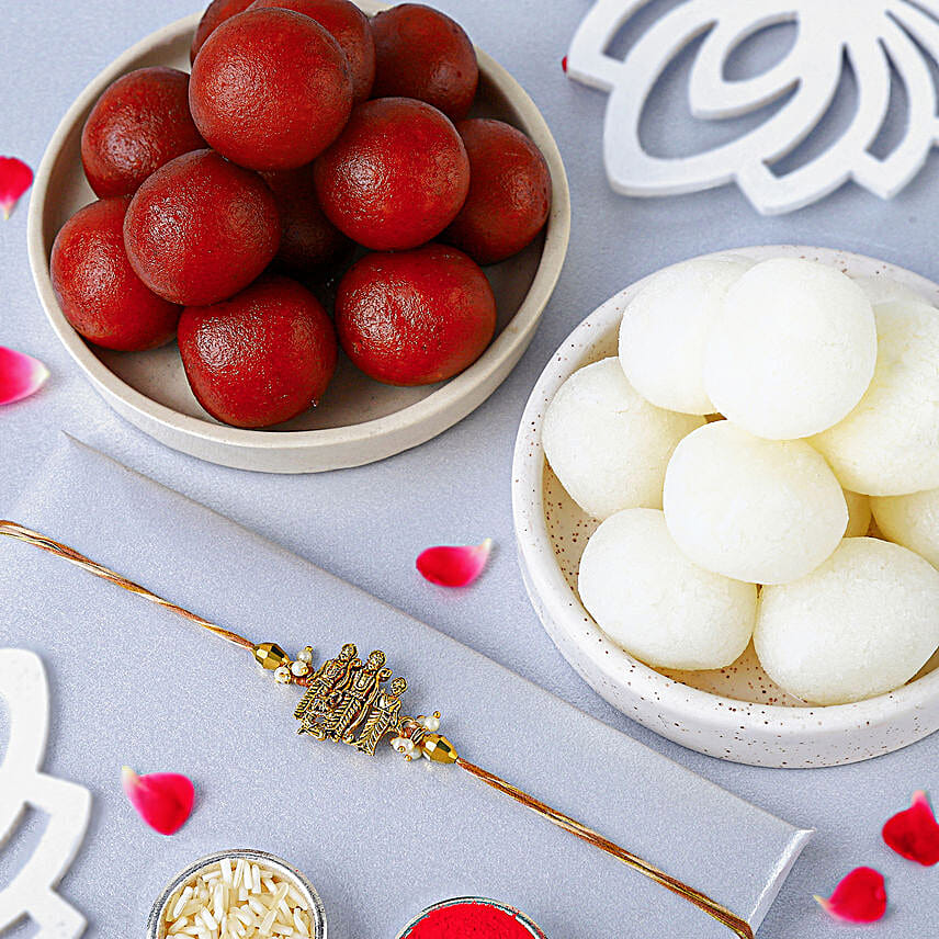 Ethereal Embrace Ram Darbar Rakhi N Sweets Combo