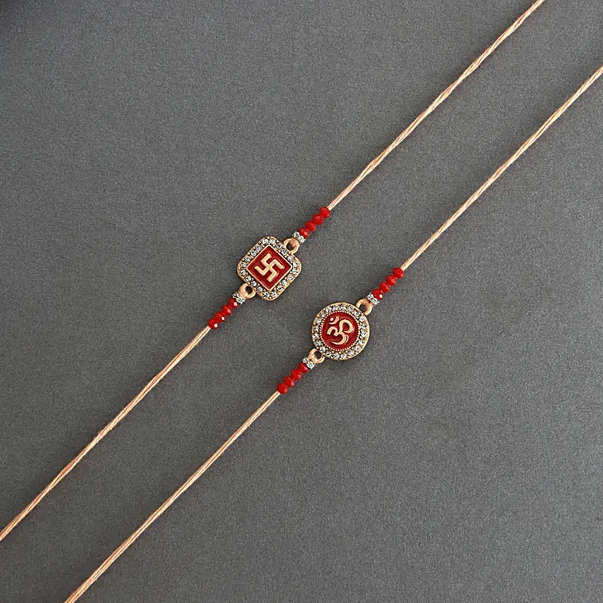 Ethereal Om Swastik Pair Rakhi N Savoury Delights