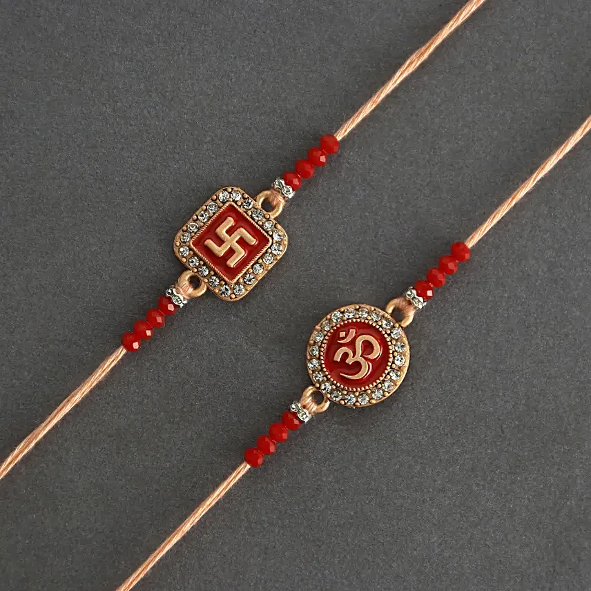 Ethereal Om Swastik Pair Rakhi N Savoury Delights