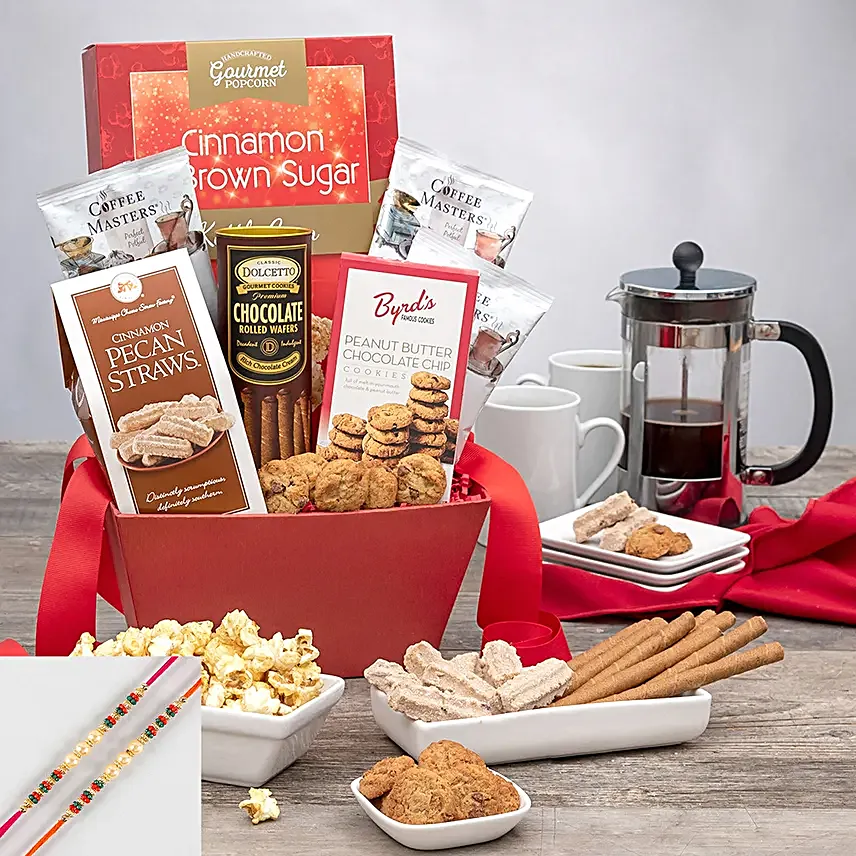 Ethnic Rakhi Set And Assorted Coffee Hamper