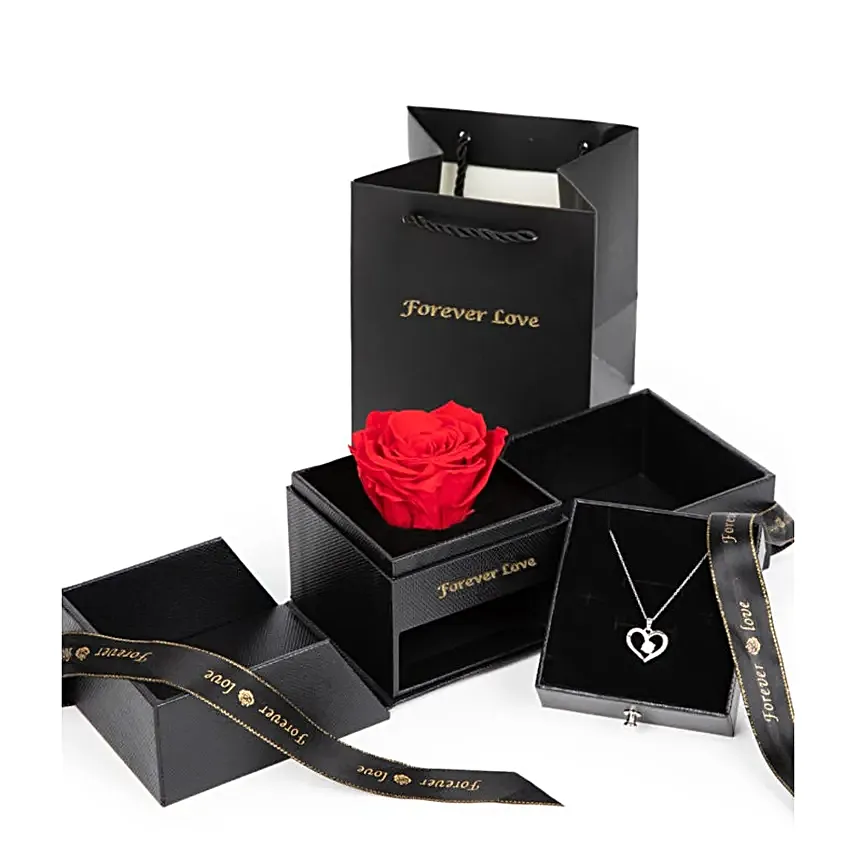 Forever Rose N Necklace Gift Set Red