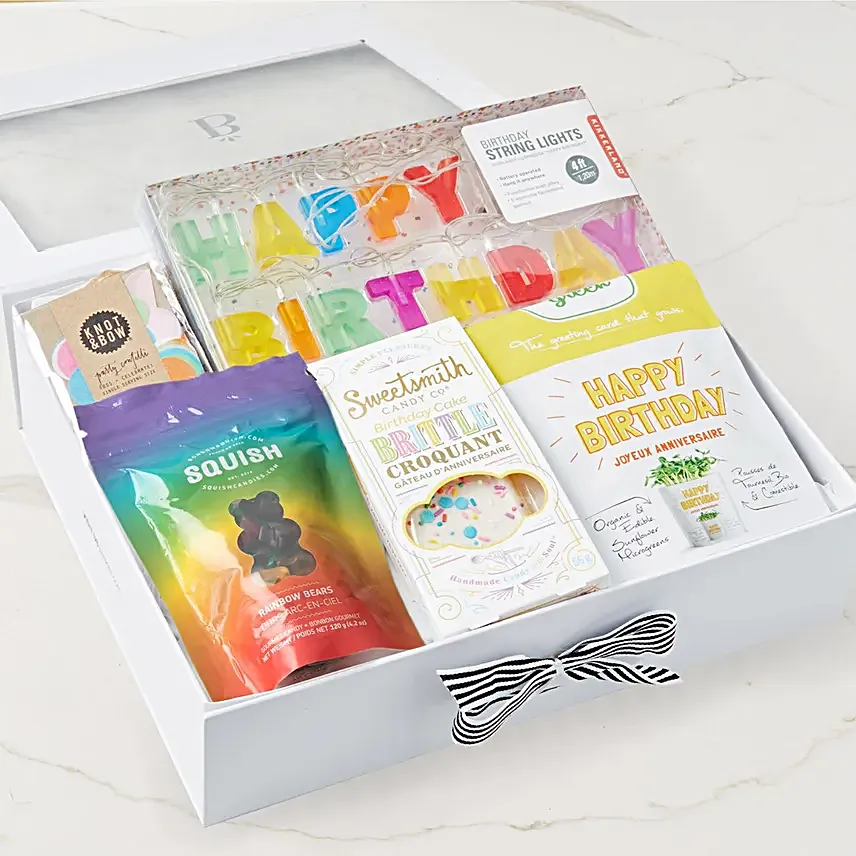 Happy Birthday Treats And String Lights Hamper