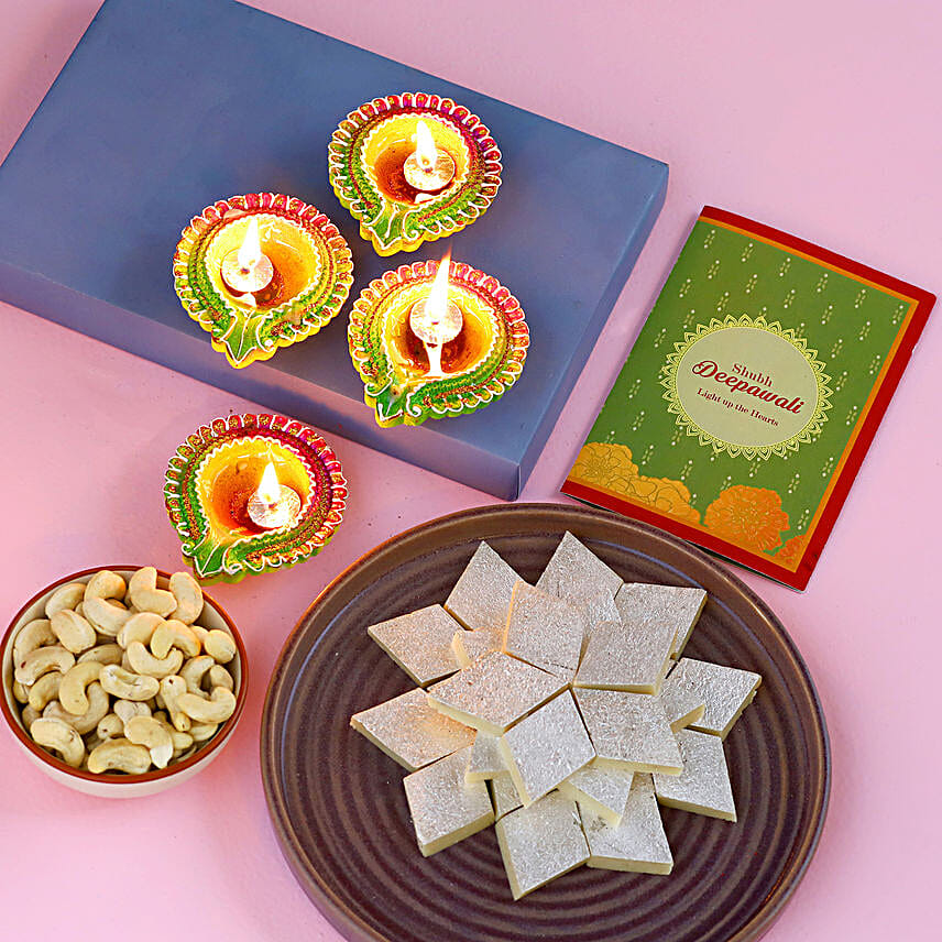 Happy Diwali Diyas And Delightful Treats Hamper