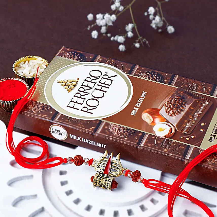 Intricate Trishul Rakhi N Ferrero Bar