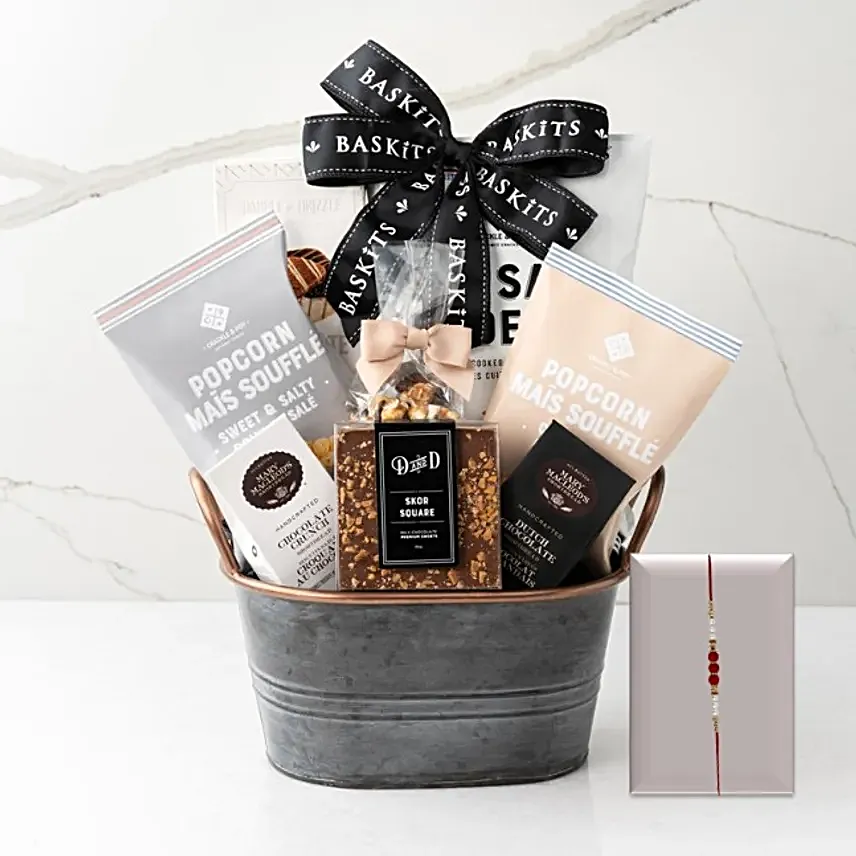 Luxurious Pearl Rakhi N Delights Hamper
