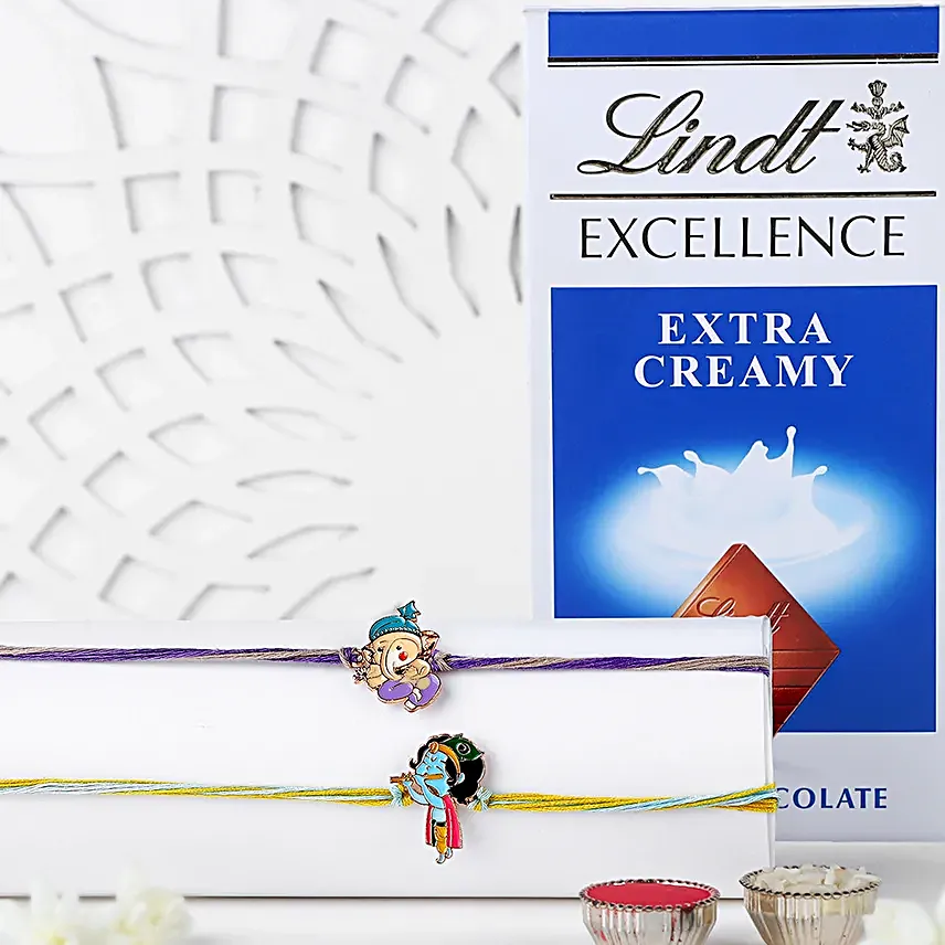 Natkhat Bal Krishna N Ganesha Rakhi With Lindt Chocolate