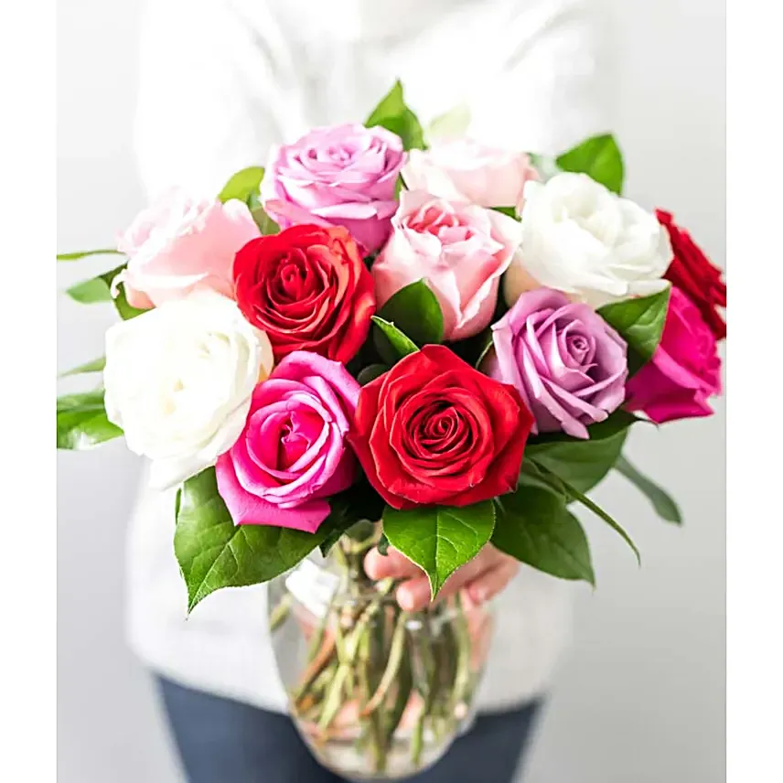 One Dozen Assorted Sweetheart Roses