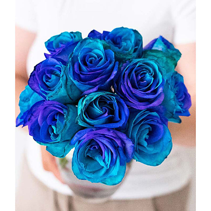 One Dozen Ocean Blue Roses