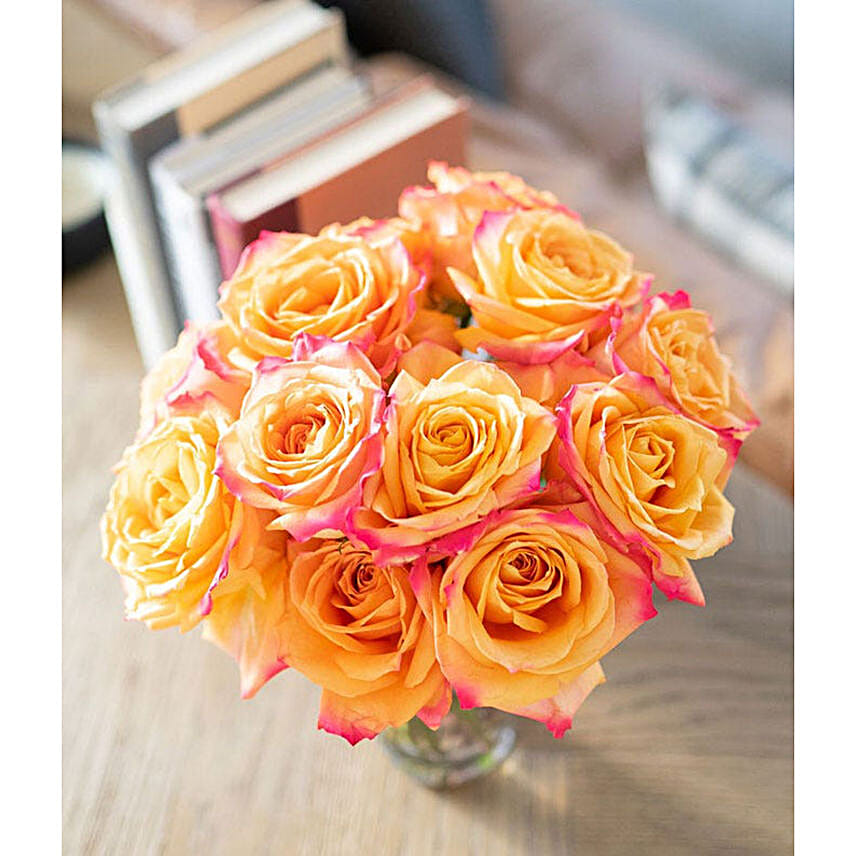 One Dozen Pop of Pink Roses
