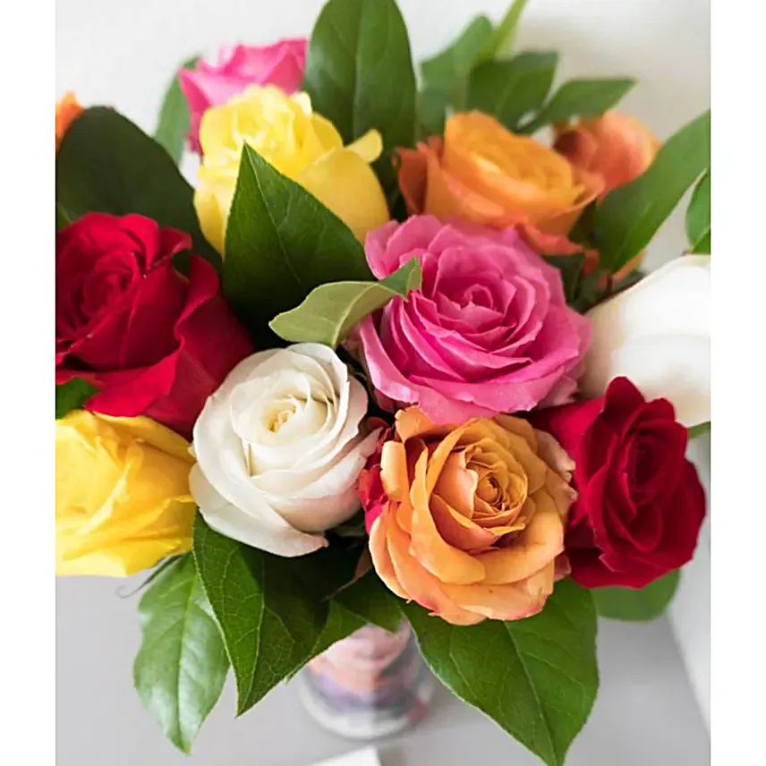 One Dozen Rainbow Roses
