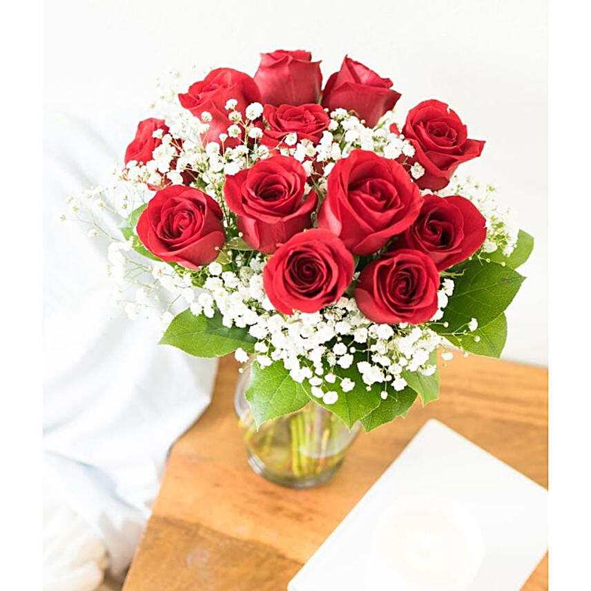 One Dozen Red Roses with Heart Balloon