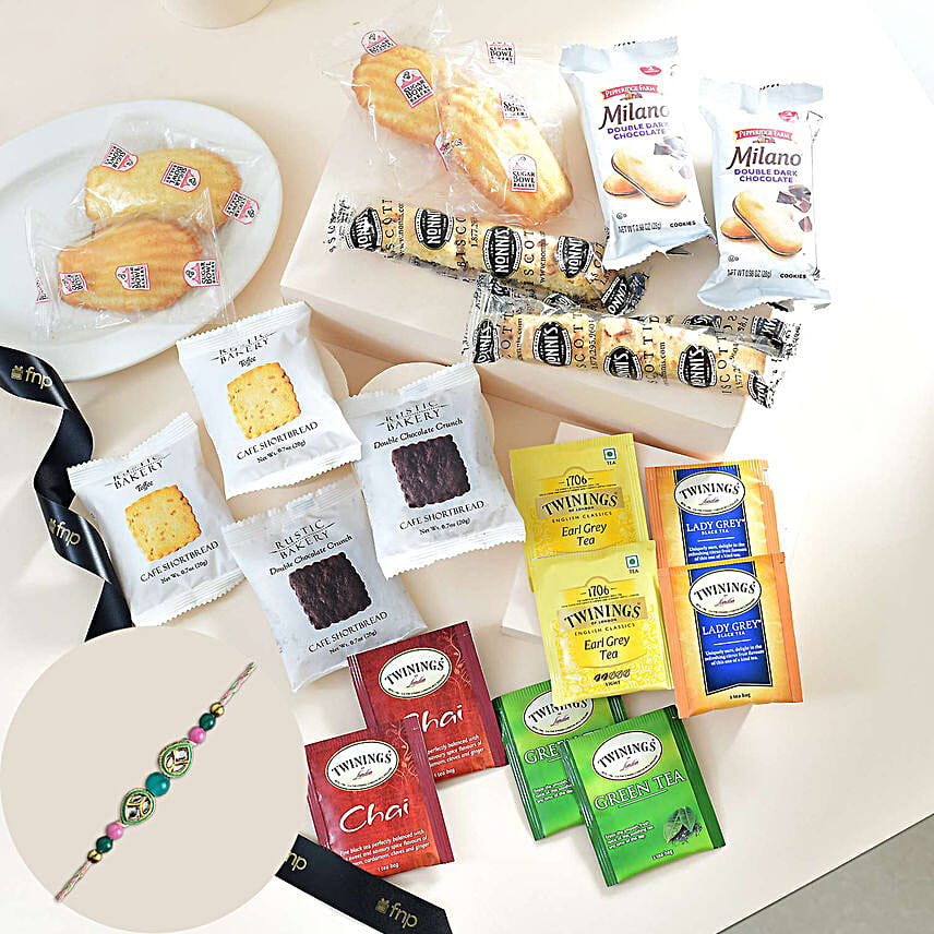 Opulent Kundan Rakhi N Treats Hamper