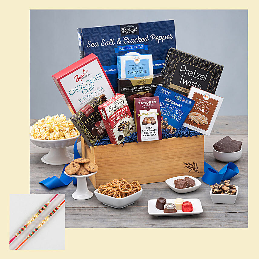 Pearl Rakhi Set And Tempting Treats