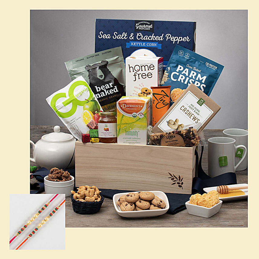 Pearl Rakhi Set With Sweet And Savoury Treats