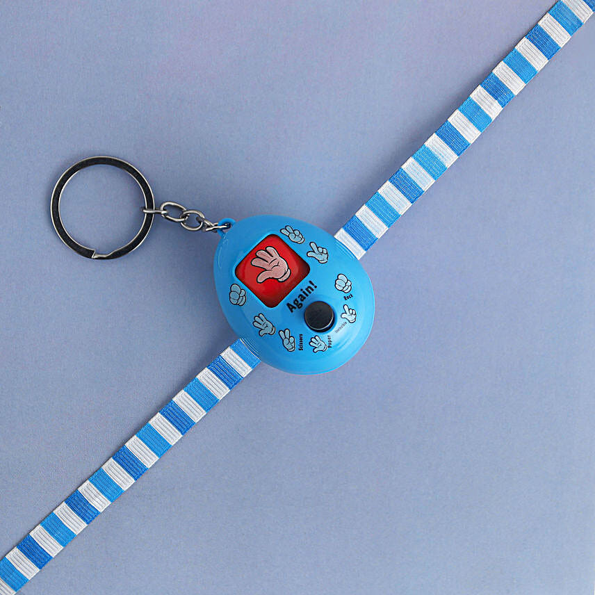 Playful Rock Paper Scissors Toy Rakhi N Nuts Combo