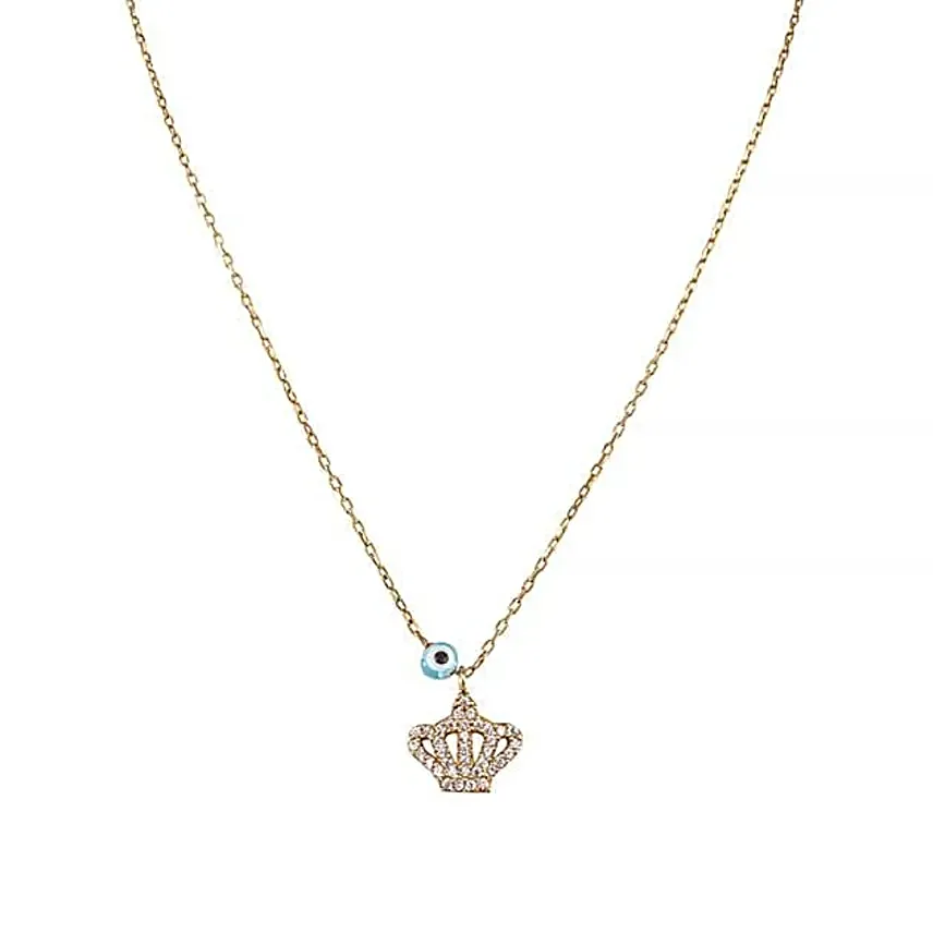 Royal Crown Necklace with Evil Eye