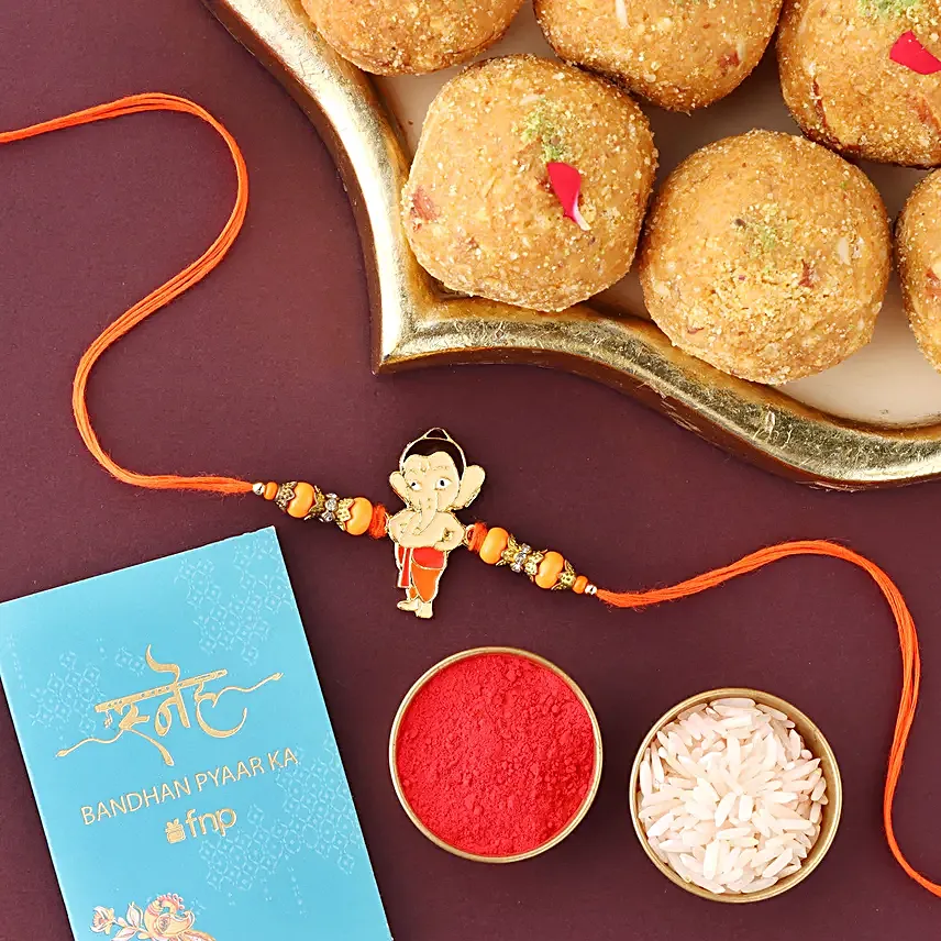 Sneh Bal Ganesha Rakhi N Besan Laddoo Gift