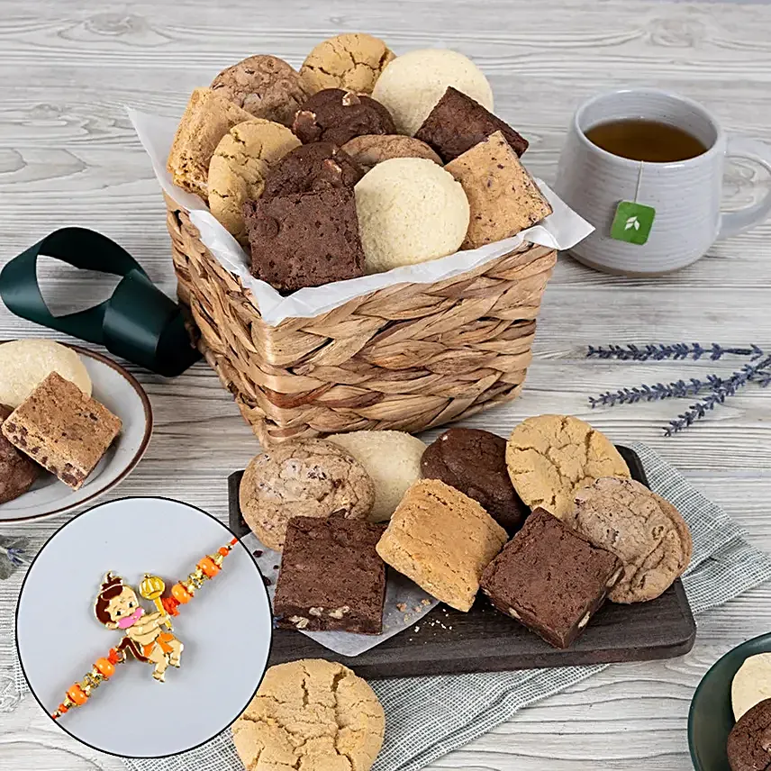 Sneh Bal Hanuman Kids Rakhi & Assorted Cookie Basket
