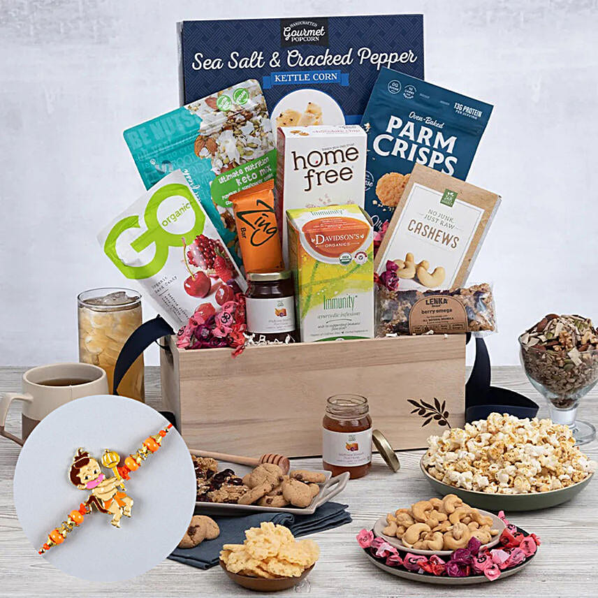 Sneh Bal Hanuman Kids Rakhi & Gourmet Treats Basket