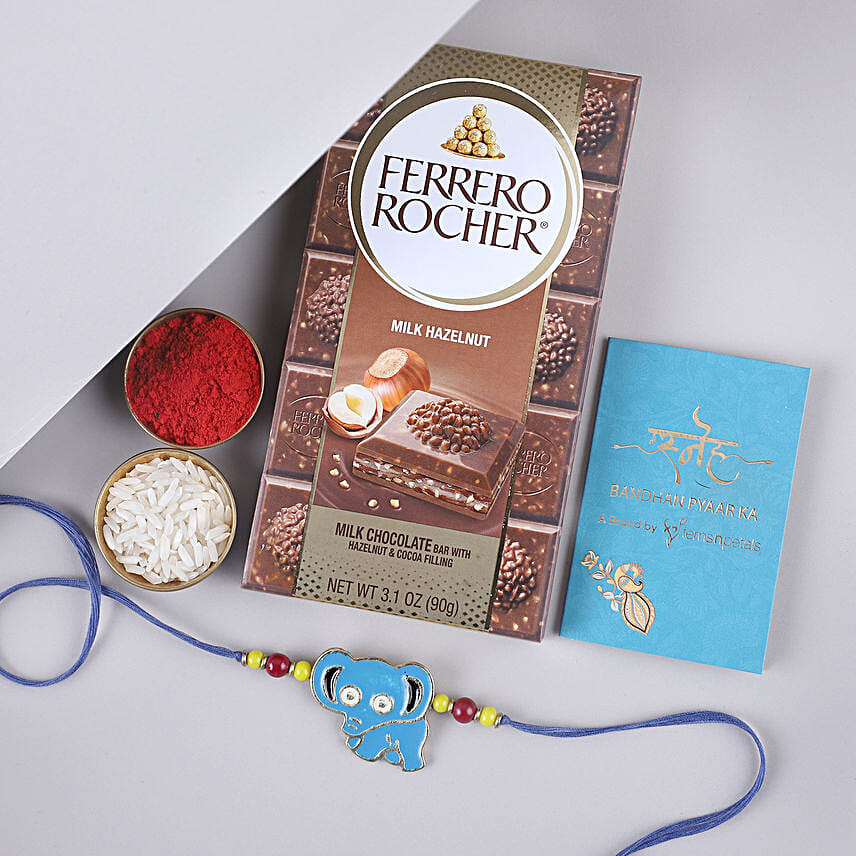 Sneh Cute Appu Kids Rakhi N Ferrero Rocher Bar