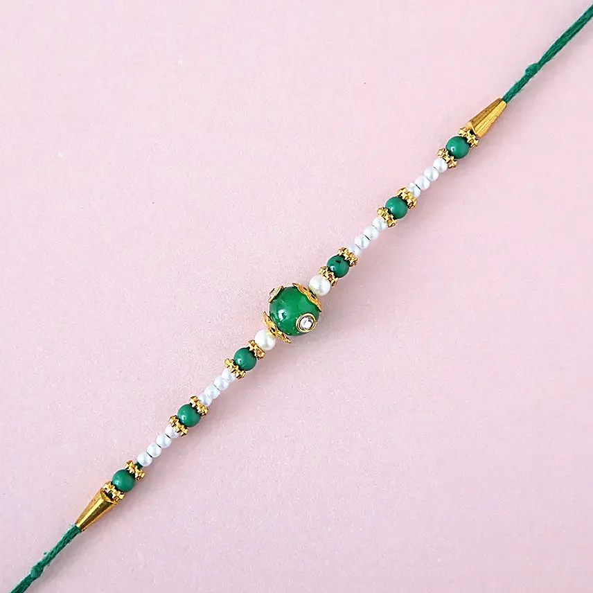 Sneh Fancy Green Rakhi & Almonds