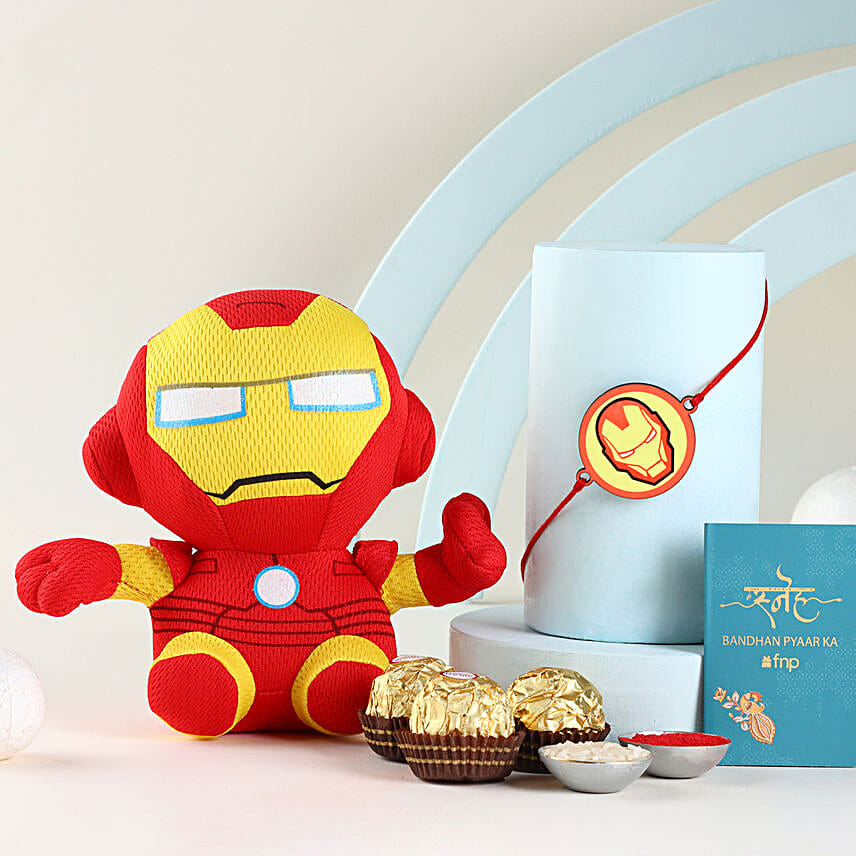 Sneh Ironman Marvel Rakhi N Plushy Toy with Chocolate Delight