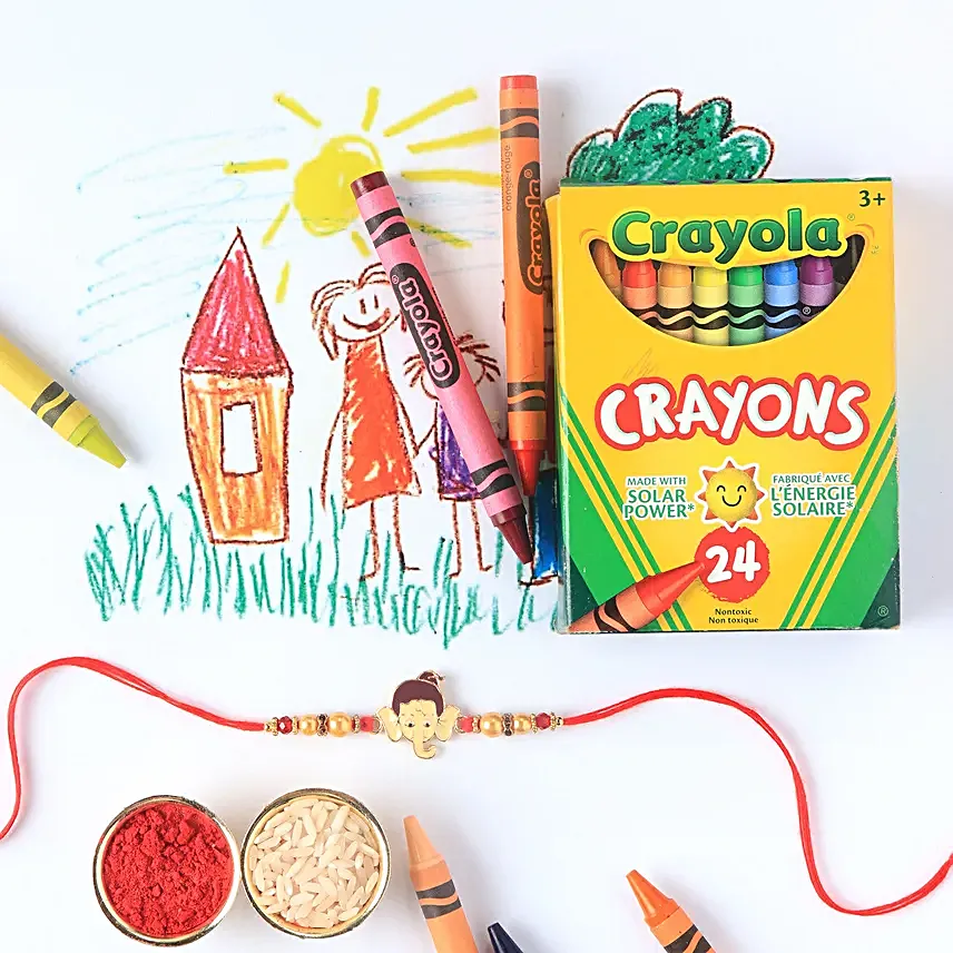 Sneh Kids Ganesha Rakhi N Crayola Set