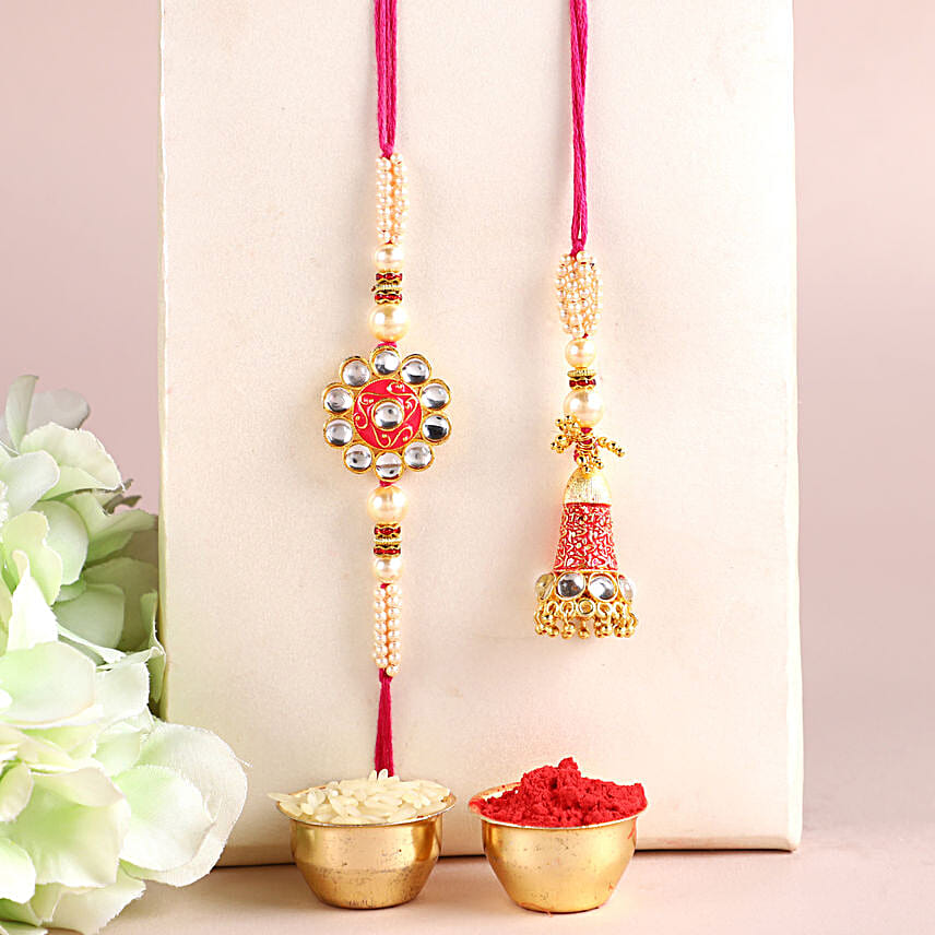 Sneh Meenakari Bhaiya Bhabhi Rakhi with Delectable Chocolate Treat