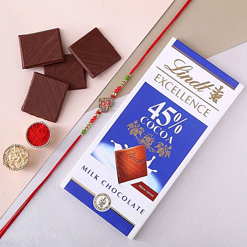 Sneh Om Leaf Rakhi & Lindt Bar