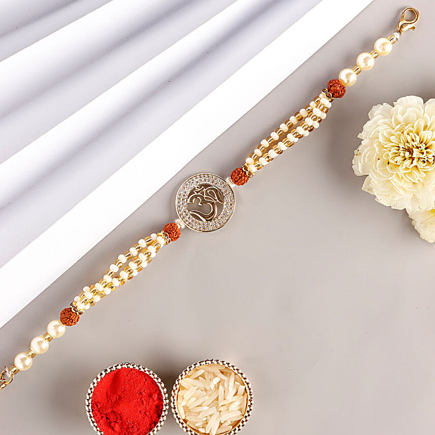 Sneh Om Pearl Rakhi With Soan Papdi & Ferrero Rocher