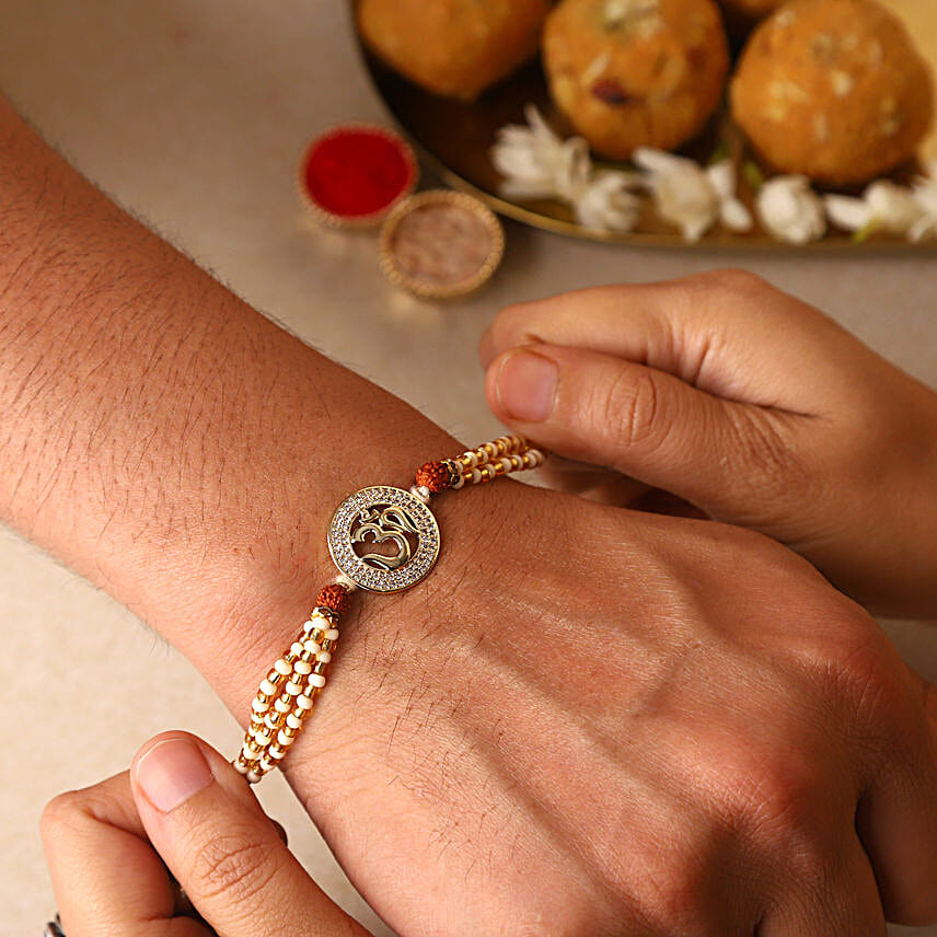 Sneh Om Pearl Rakhi With Soan Papdi & Ferrero Rocher