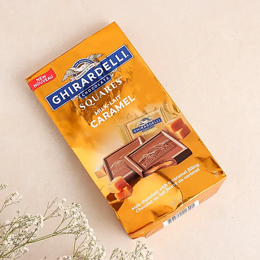 Sneh Om Rakhi & Ghirardelli Milk Caramel Chocolates