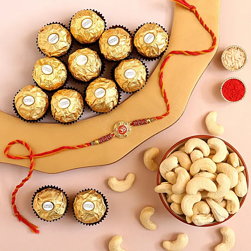 Sneh Om Rakhi With Cashews & Ferrero Rocher