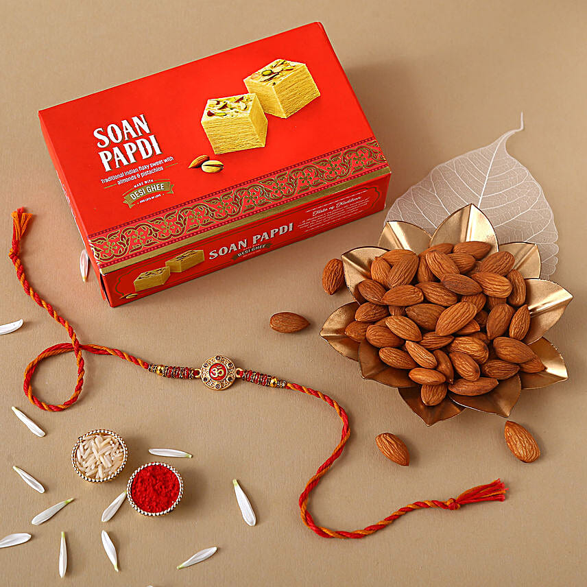 Sneh Om Rakhi With Soan Papdi & Almonds