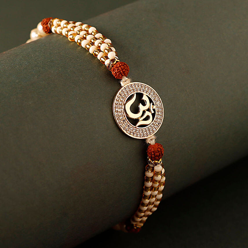 Sneh Om Rudraksha Rakhi N Lindt No-Sugar Candy