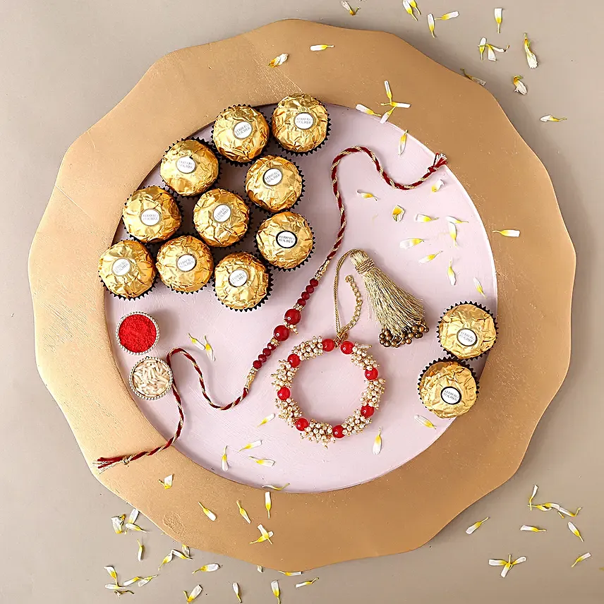 Sneh Red Bhaiya Bhabhi Rakhi & Ferrero Rocher Box