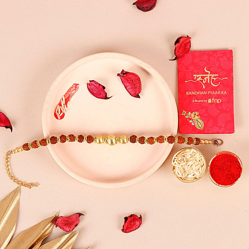 Sneh Rudraksha Rakhis With Cashews & Chocolates