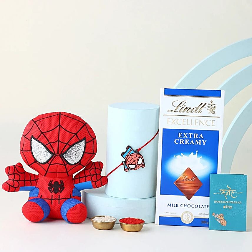 Sneh Spiderman Marvel Rakhi N Plush Toy N Chocolate Delight