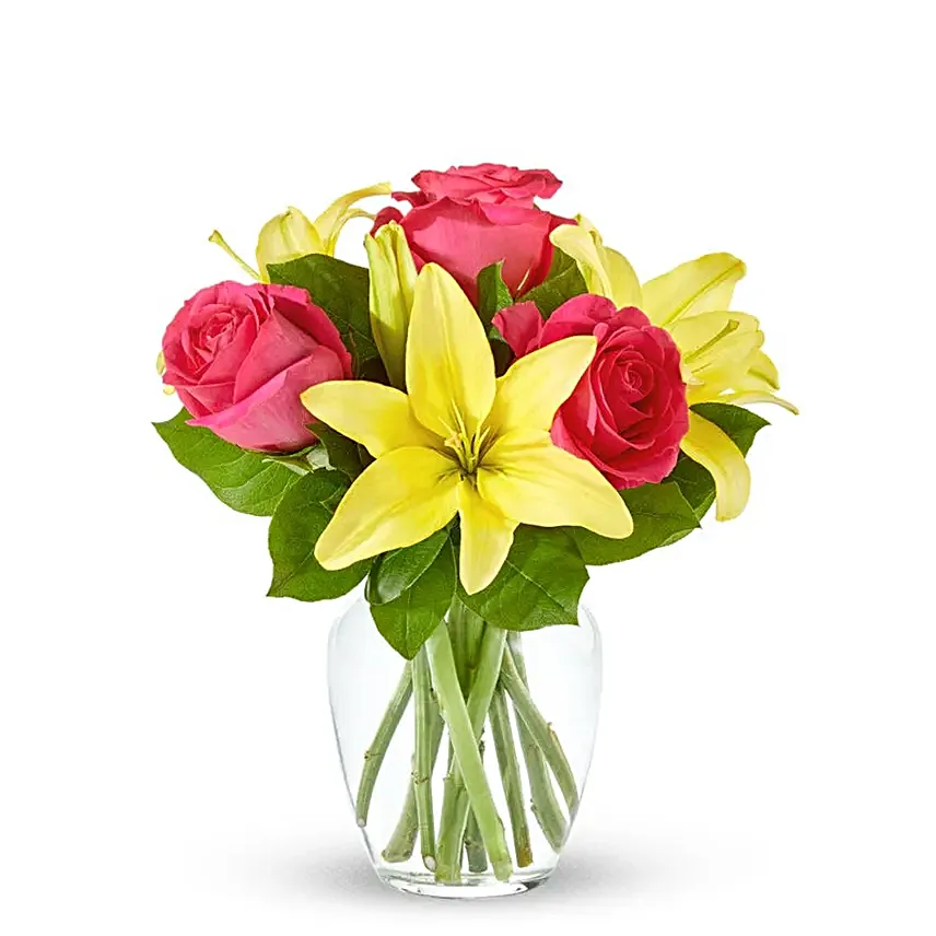 Strawberry Lemonade Rose N Lily Bouquet Regular