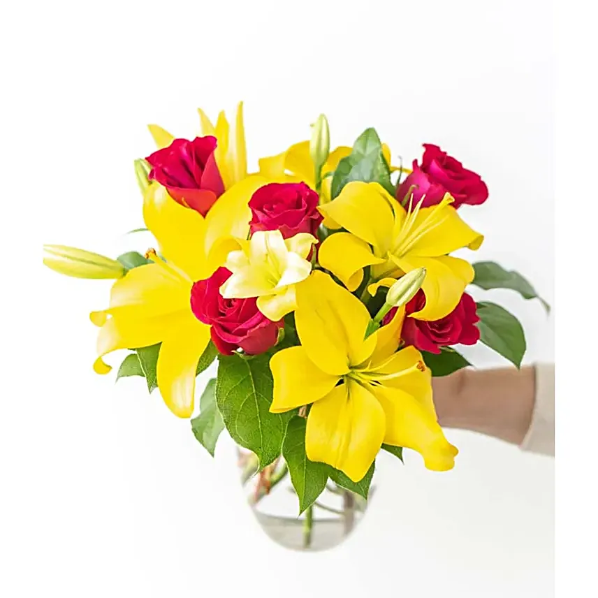 Strawberry Lemonade Rose N Lily Bouquet Regular