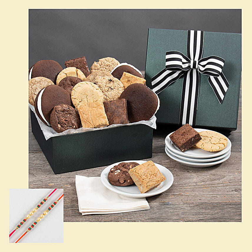 Traditional Rakhi Set And Assorted Cookies Hamper