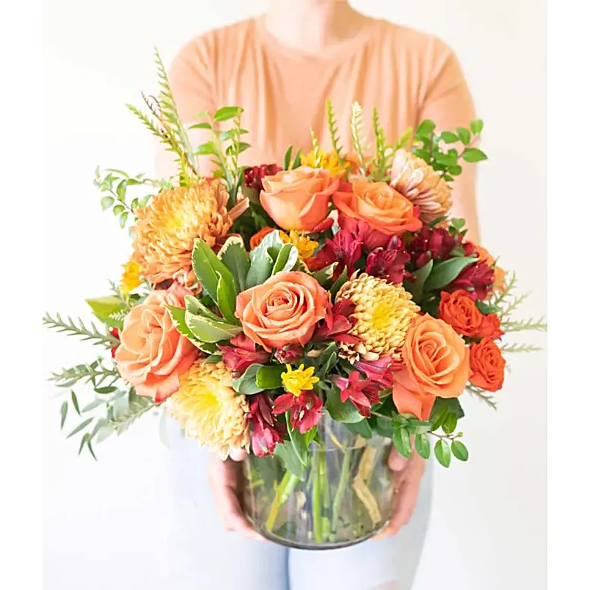 Warm Sunburst Rose Bouquet Regular