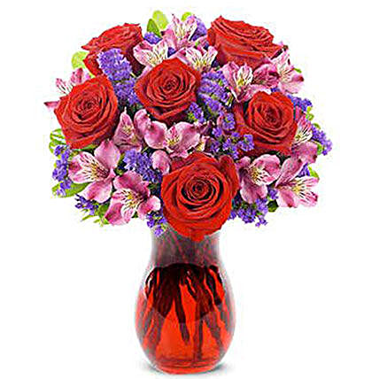 Forever Yours Red Roses Bouquet:Send Bhai Dooj Flowers to USA
