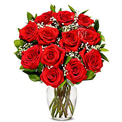One Dozen Red Roses Bouquet:Roses