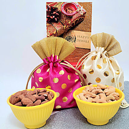 Traditional Cashews And Almonds Gift Hamper:Send Diwali Dry Fruits To USA