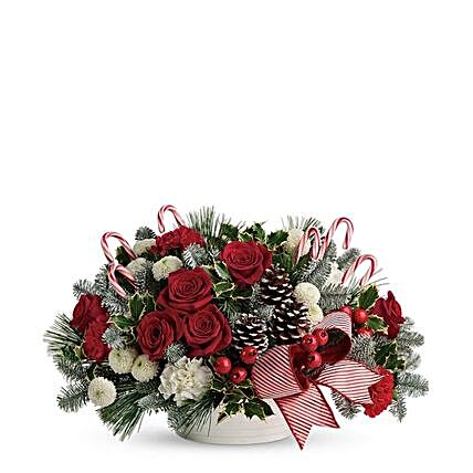 Christmas Candy Canes And Roses Arrangement