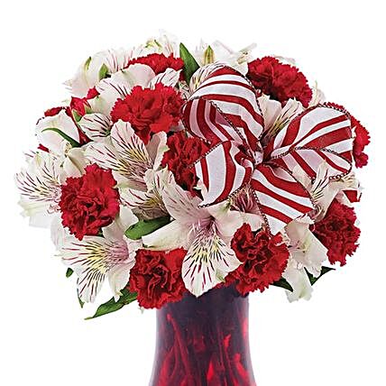 Exotic Christmas Peppermint Bouquet:Carnations