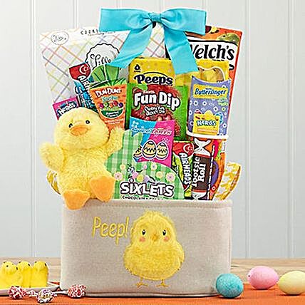 Easter Chick and Peeps Gift Basket:Send Easter Gifts to USA