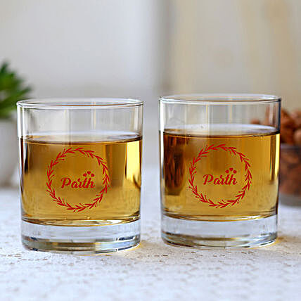 Ocean Personalised Whiskey Glass Set Of 2:Send Propose Day Gifts to USA