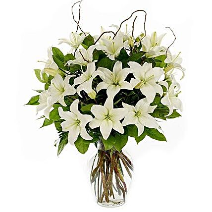 Easter Special Serene White Lilies Arrangement